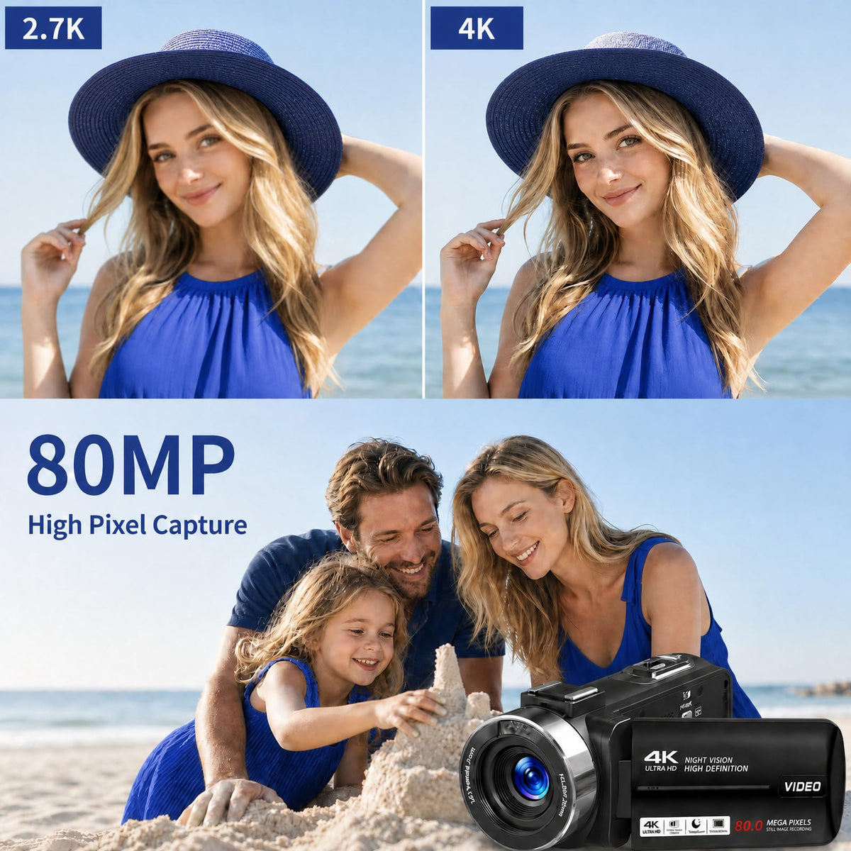 4K HD 80MP Camcorder Video Camera Vlogging Camera for YouTube