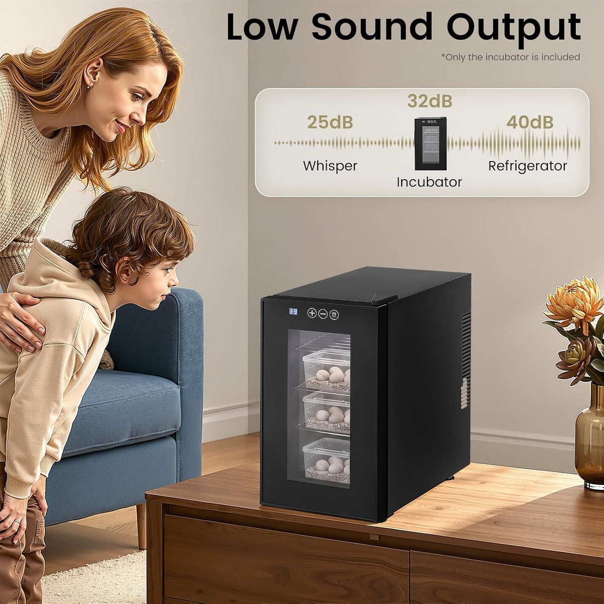 23L Reptile Incubator Cabinet Incubators for Hatching Eggs, Constant Temperature& Humidity Intelligent Reptile Egg Incubator with 10-40Â°C Cooling and Heating Temperature Control