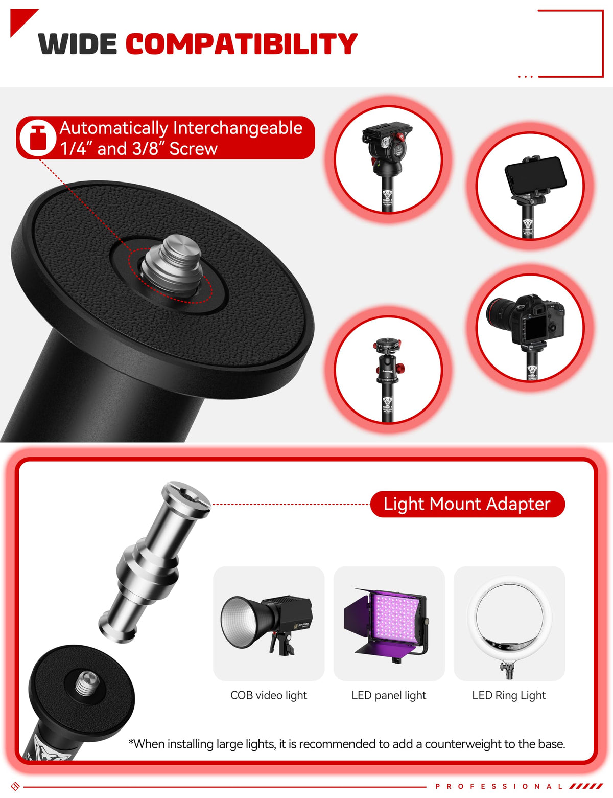 IFOOTAGE RB-A400 Round Base Light Stand Monopod 79" 2 Pack