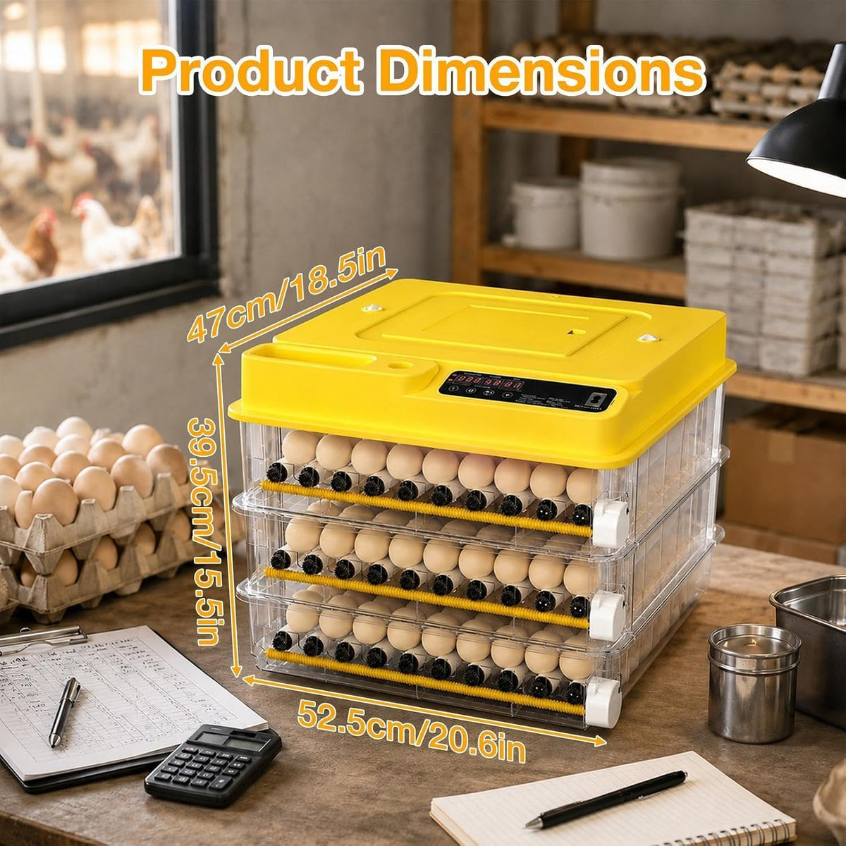 216 Egg Incubator for Hatching Eggs with Auto Turner, Temp Control, Candler