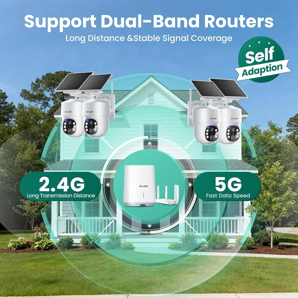 SOLIOM 5MP Security Cameras Wireless Outdoor, No Subscription, 4-Cam Kit