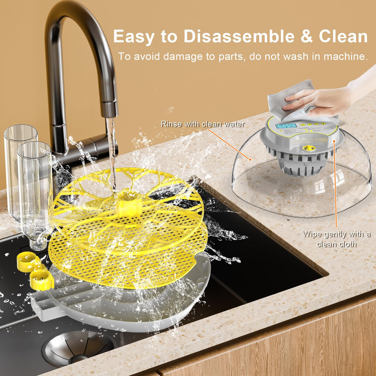 IBKINXX Incubator for Hatching Eggs-48 Egg Capacity, 2026 Newly Upraded Auto Egg Turner & Auto Precision Humidity Control System, 360Â° Clear Viewing for Chicken, Duck and Quail Eggs (Yellow)