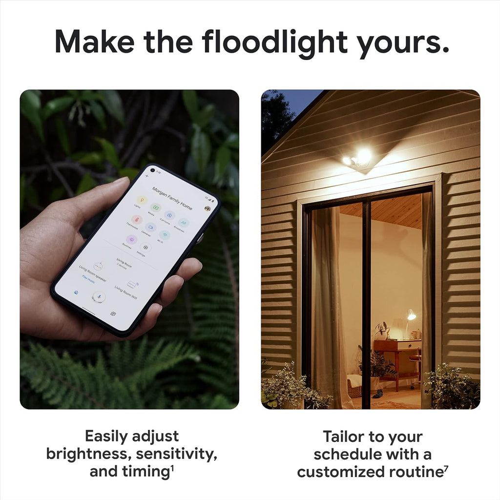 Google Nest Cam with Floodlight - Outdoor Camera - Floodlight Security Camera, White, 1 Count (Pack of 1)