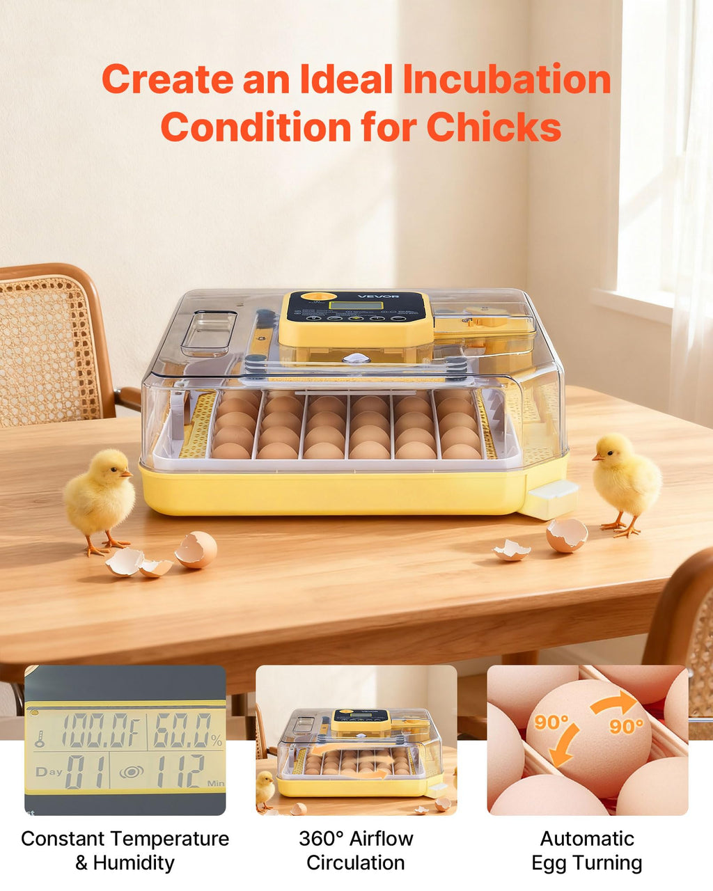 VEVOR 400 Egg Incubator, Poultry Incubator Cabinet with Automatic Eggs Turning, Temperature & Humidity Control, Heating & Cooling Egg Hatcher, Commercial Incubators for Hatching Chicks Ducks Goose