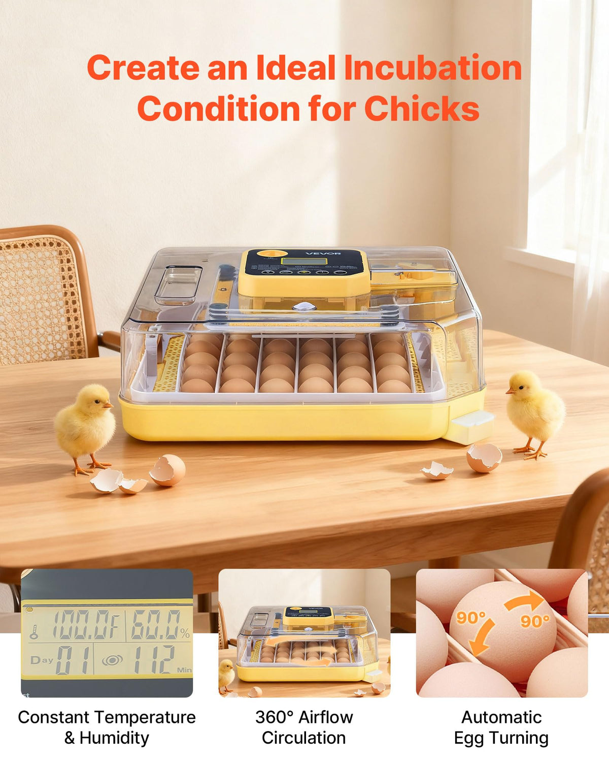 VEVOR 400 Egg Incubator, Poultry Incubator Cabinet with Automatic Eggs Turning, Temperature & Humidity Control, Heating & Cooling Egg Hatcher, Commercial Incubators for Hatching Chicks Ducks Goose