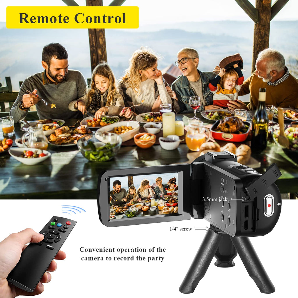 VETEK Video Camera, 1080P 30MP Camcorder IR Night Vision Vlogging Camera
