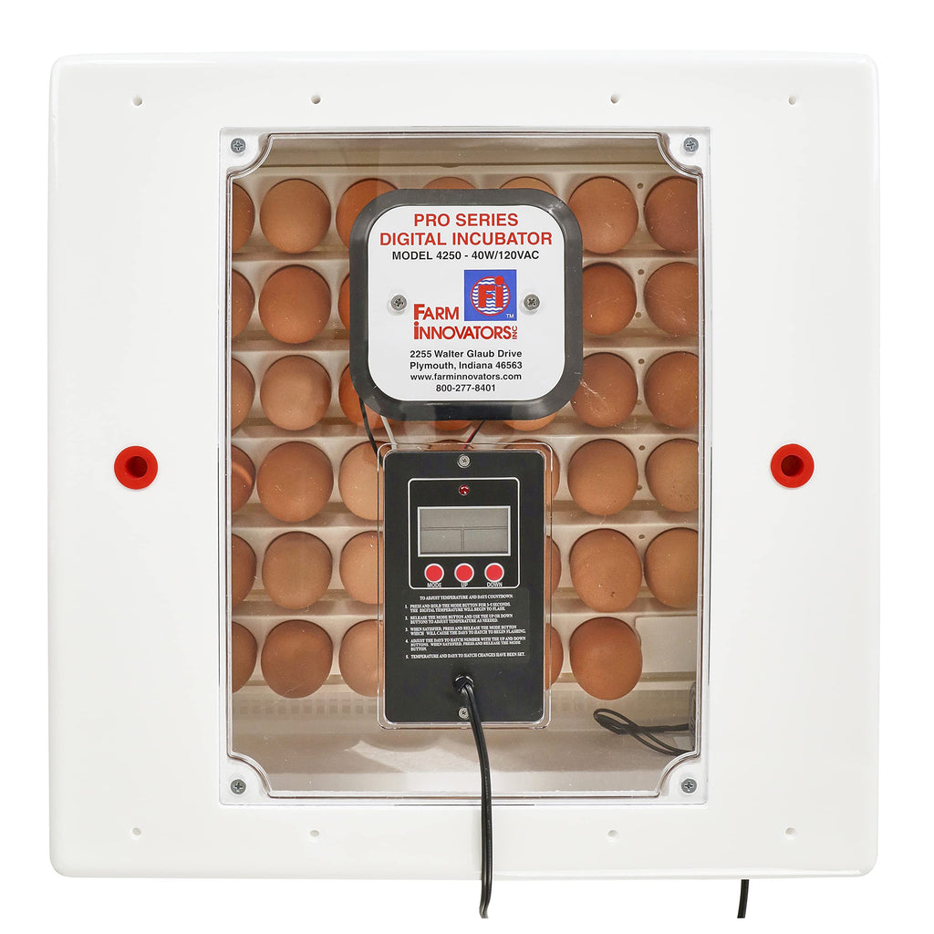 Farm Innovators 41 Egg Digital Circulated Air Incubator, Auto Turner, White