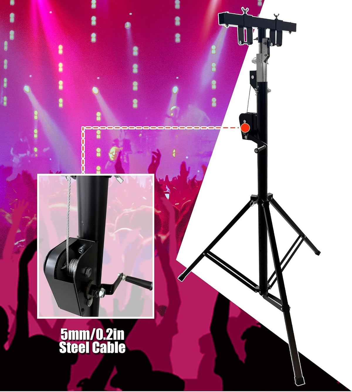INTSUPERMAI Two (2) xTruss Lighting Crank Stand Light Trussing Stands Portable Crank Lighting Stand System T-Bars Triangle Truss 5.91-13.12in Height for Lighting Audio Stage Mounting