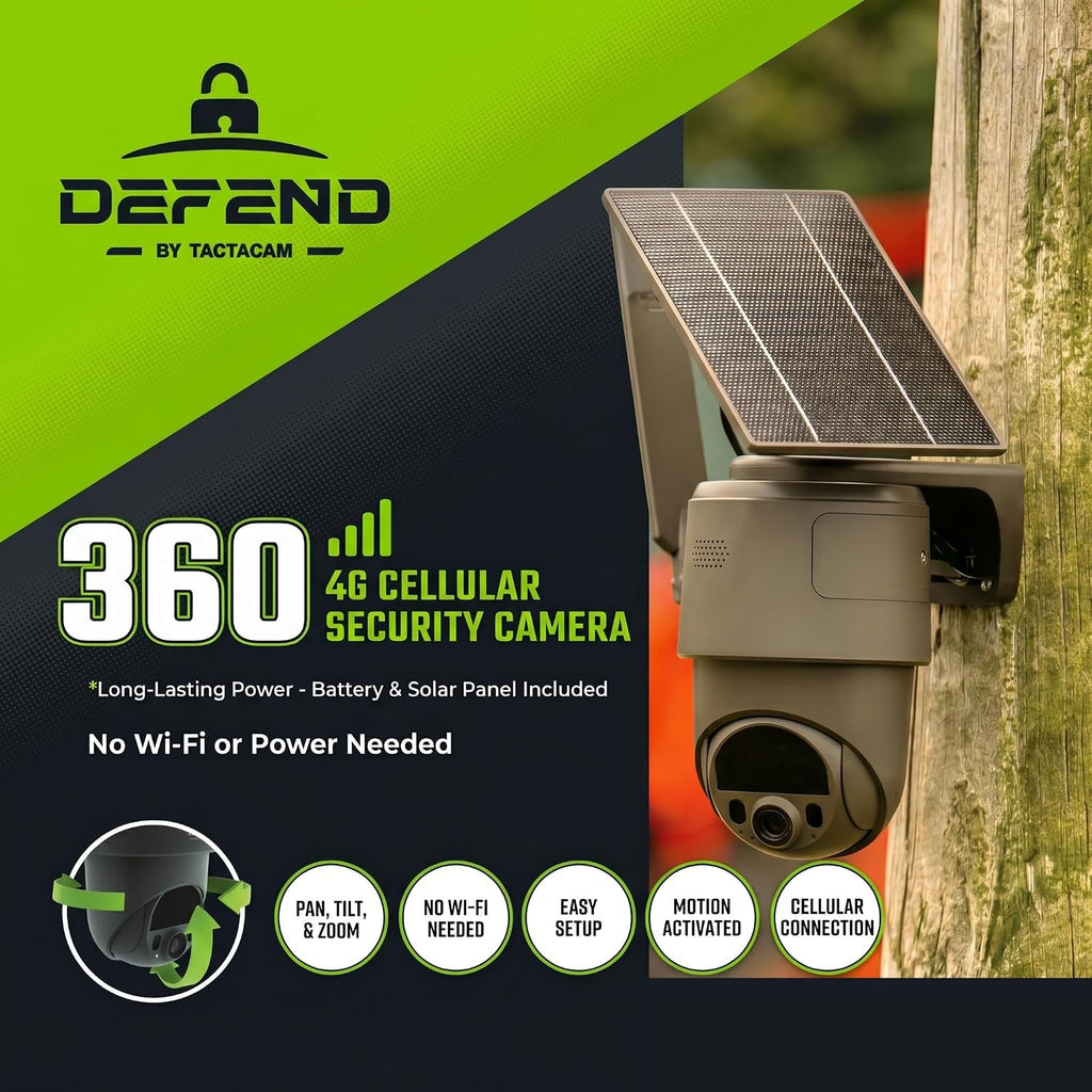 TACTACAM Defend 360 Cellular Security Camera, Solar Power, No WiFi