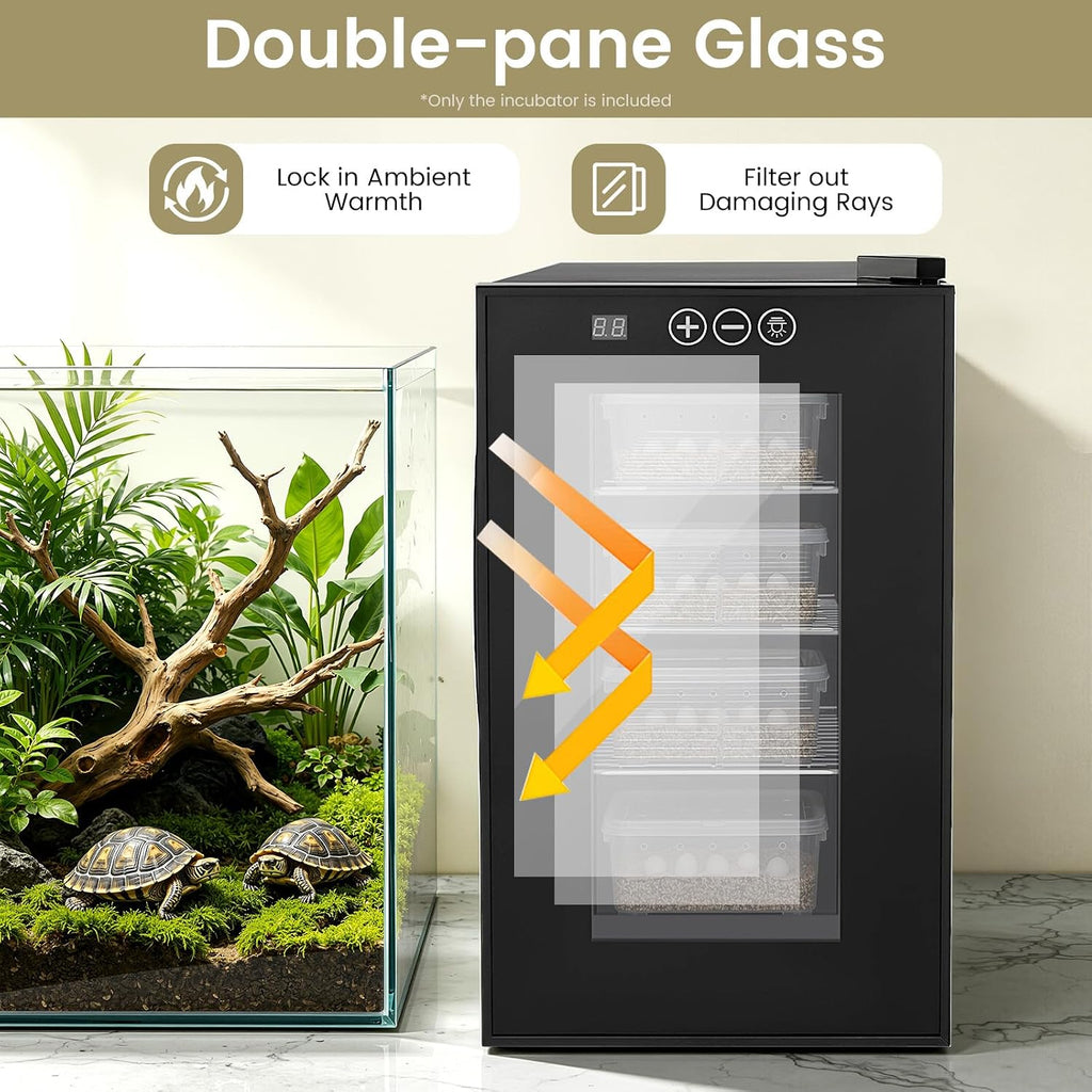 23L Reptile Egg Incubator, 55W 110Vortable Reptile Scientific Lab Incubator Digital Automatic Incubator Cooling and Heating Reptile Cabinet with Tempe Controlled 10-40Â°C for Turtle and Small Reptiles