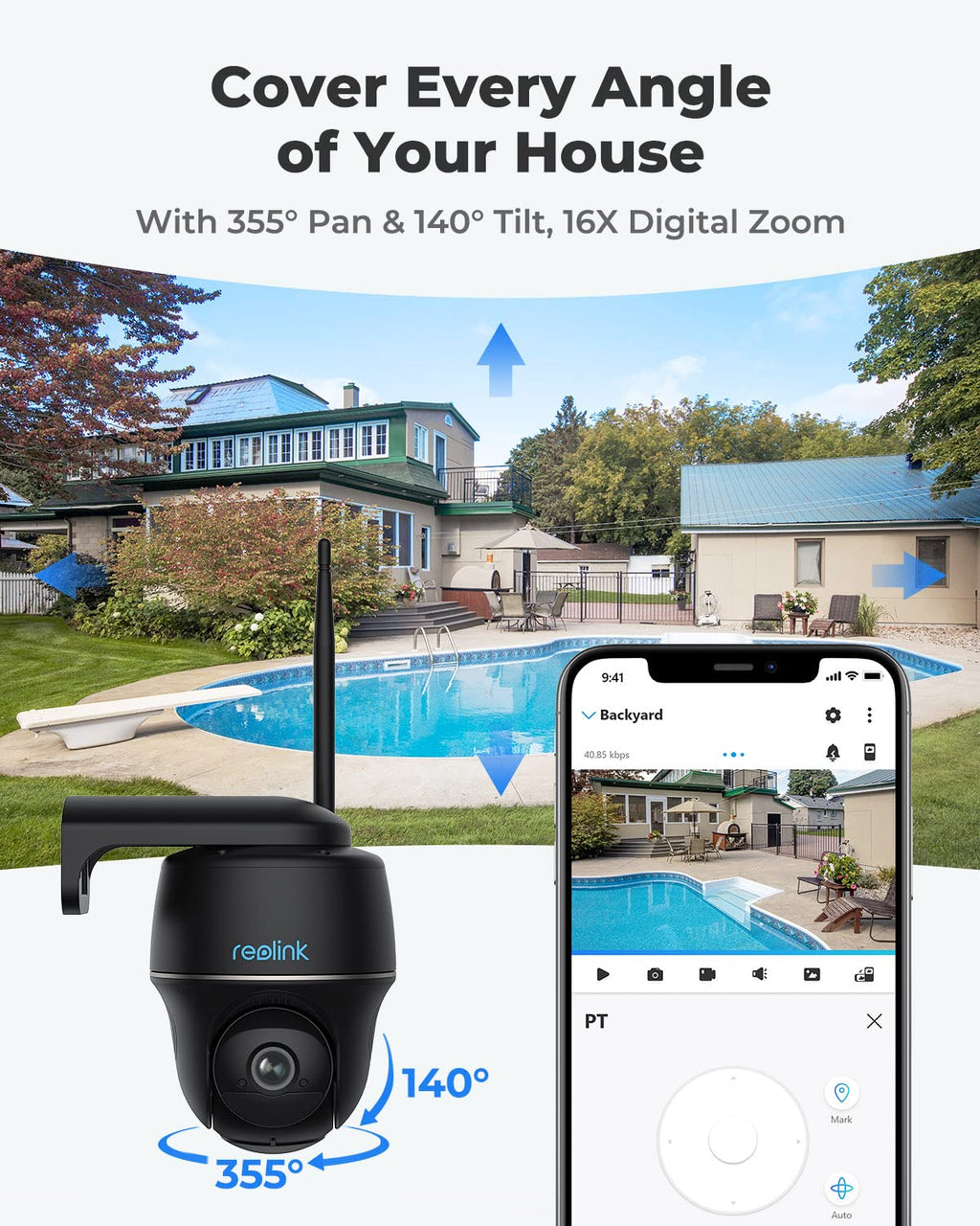 REOLINK Argus PT Ultra First 4K Solar Security Cameras Wireless Outdoor