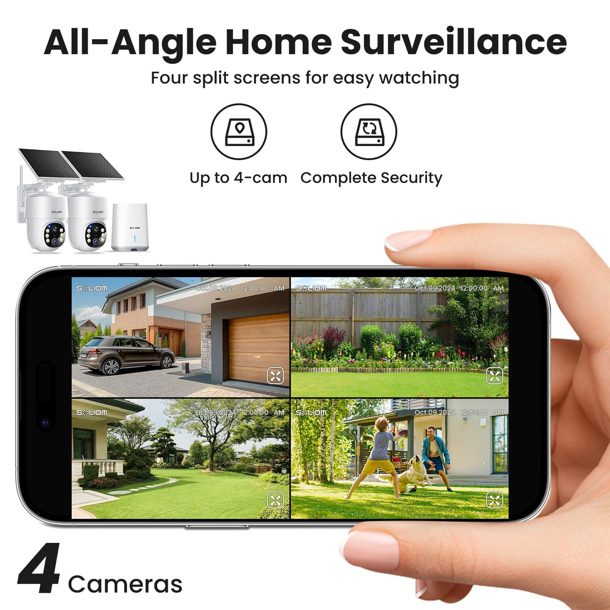 SOLIOM 5MP Security Cameras Wireless Outdoor, No Subscription, 4-Cam Kit