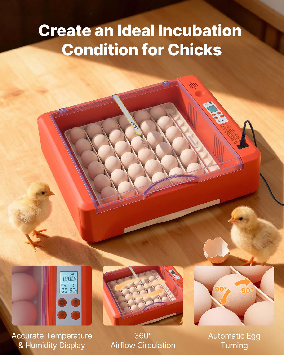 VEVOR 400 Egg Incubator, Poultry Incubator Cabinet with Automatic Eggs Turning, Temperature & Humidity Control, Heating & Cooling Egg Hatcher, Commercial Incubators for Hatching Chicks Ducks Goose