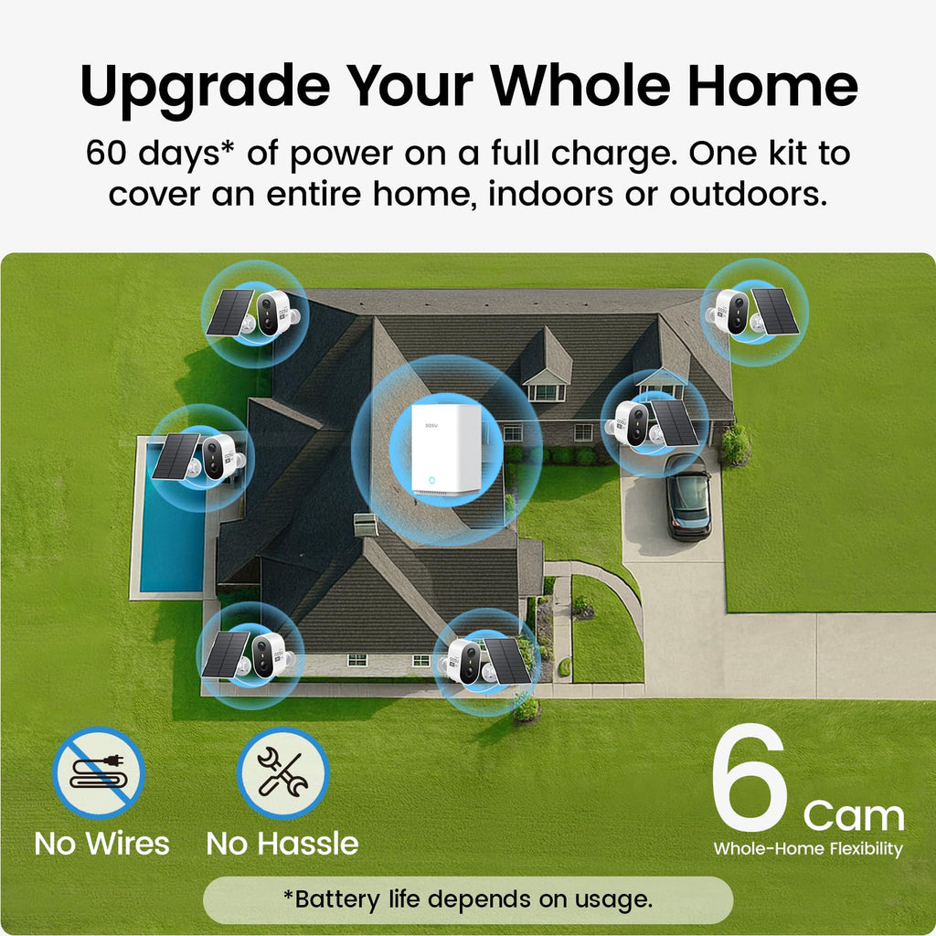 aosu 2K Solar Security Cameras Wireless Outdoor System, 4-Cam-Kit