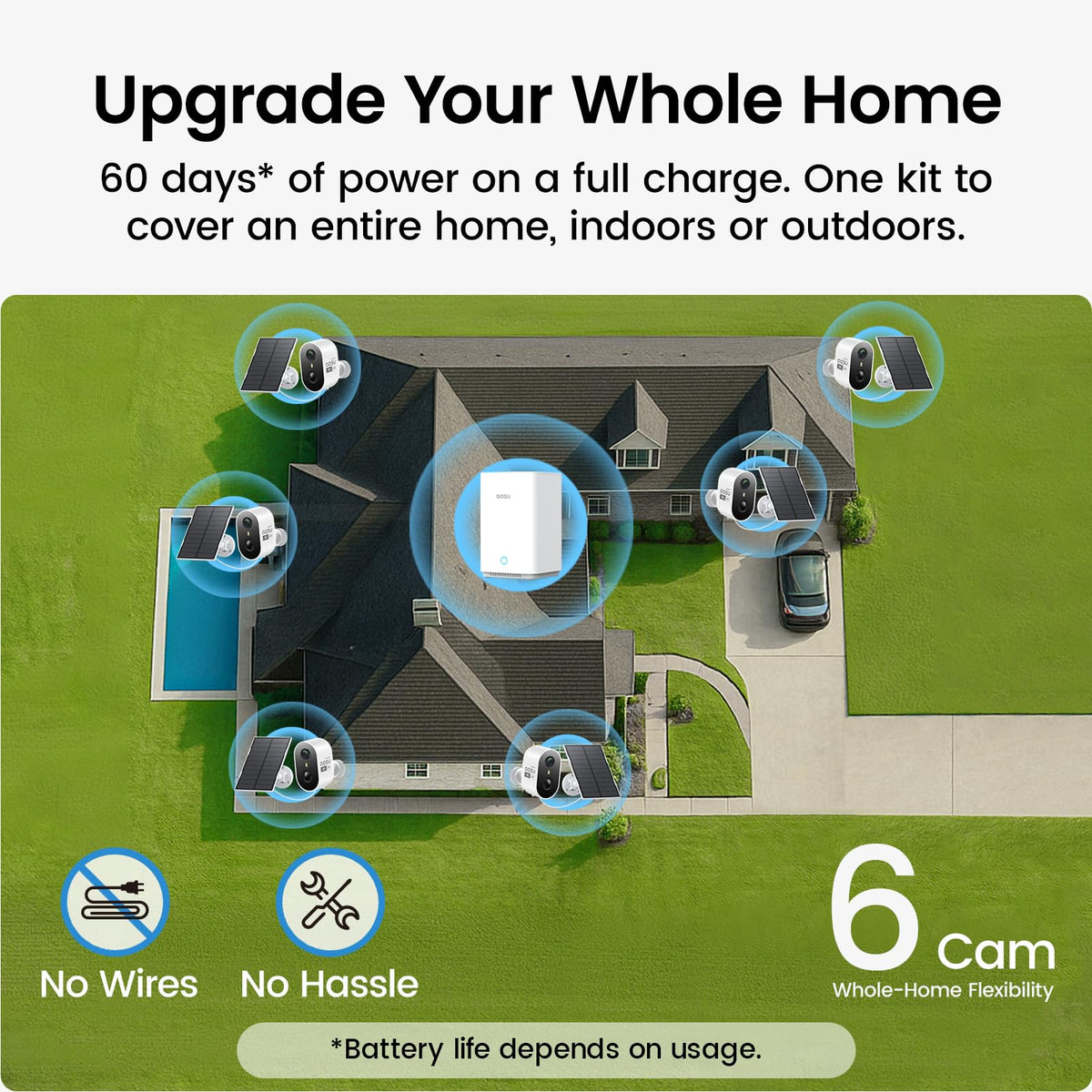 aosu 2K Solar Security Cameras Wireless Outdoor System, 4-Cam-Kit