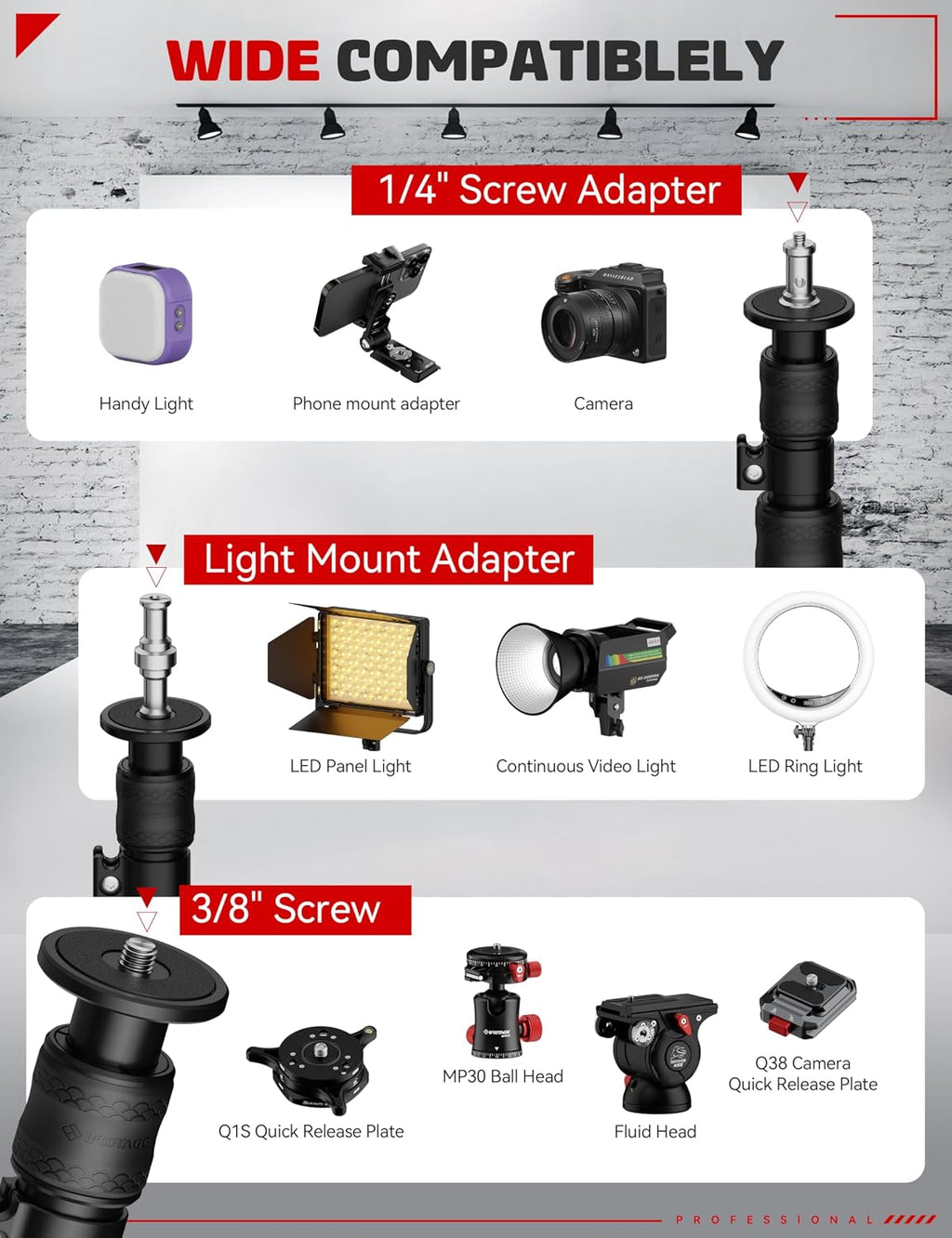 IFOOTAGE RB-A400 Round Base Light Stand Monopod 79" 2 Pack