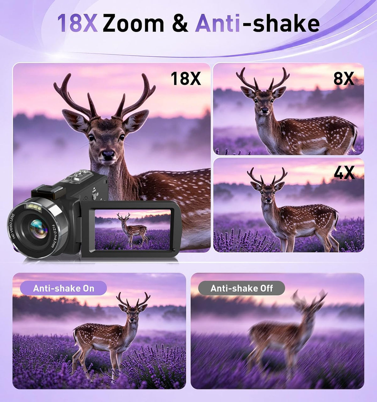 8K Video Camera Camcorder, 80MP AutoFocus WiFi Vlogging Camera for YouTube