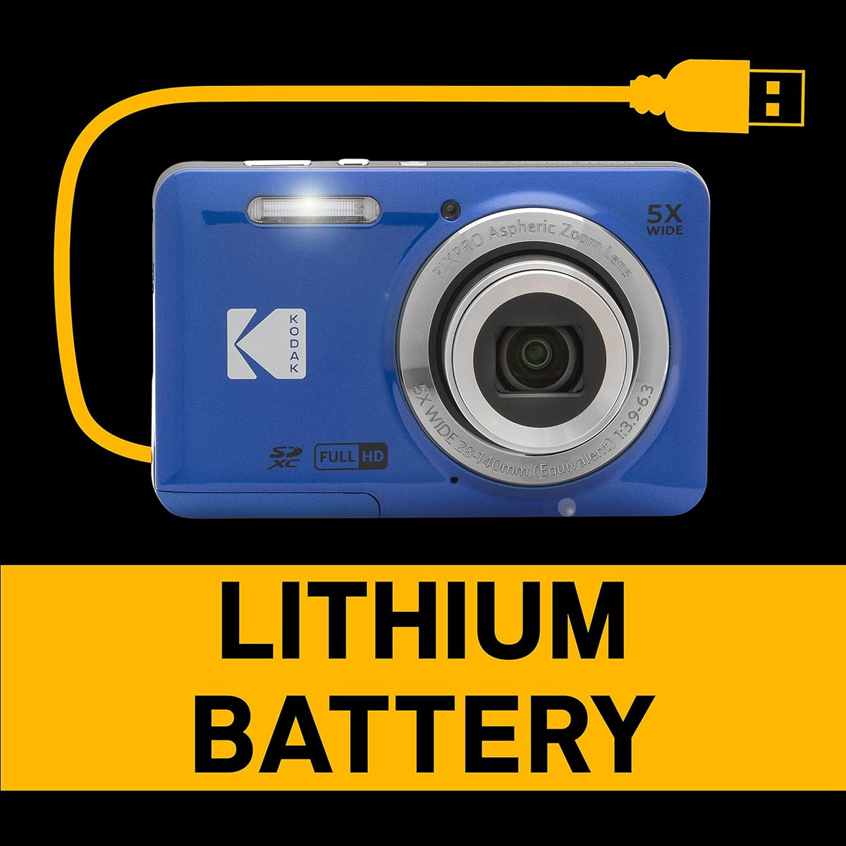 KODAK PIXPRO FZ55 16MP Compact Digital Camera, 5X Optical Zoom, Blue