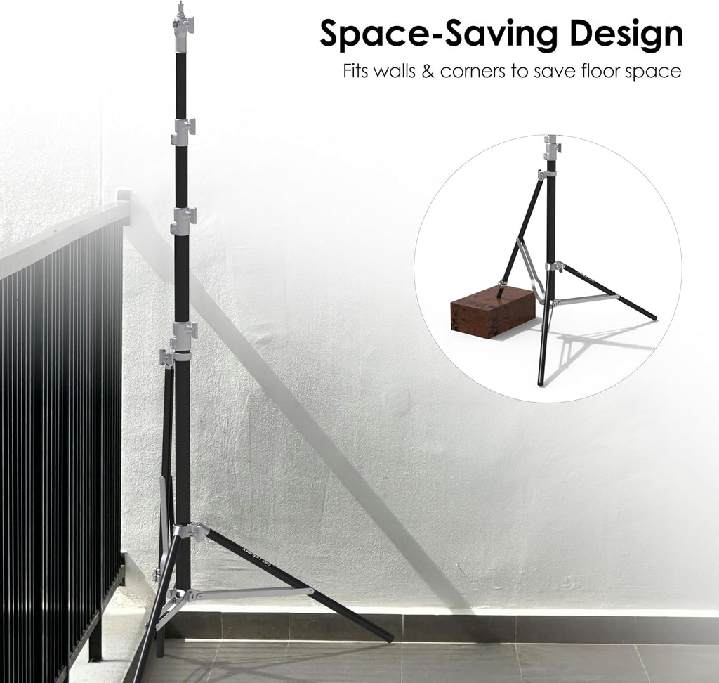 RAUBAY 10ft Corner Light Stand, Air Cushion, Silver, LT30-CS