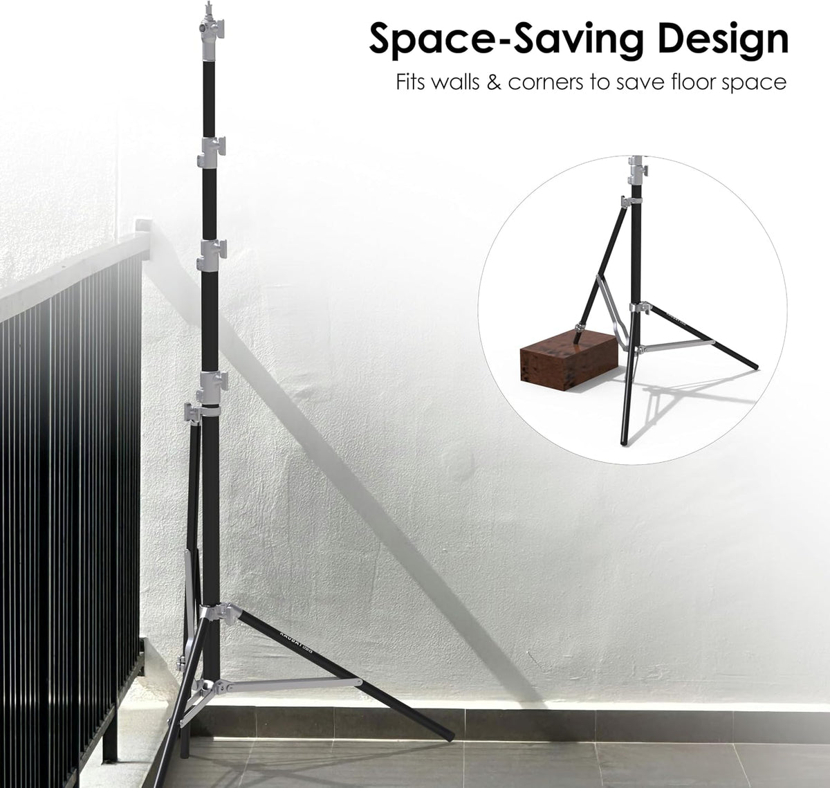 RAUBAY 10ft Corner Light Stand, Air Cushion, Silver, LT30-CS