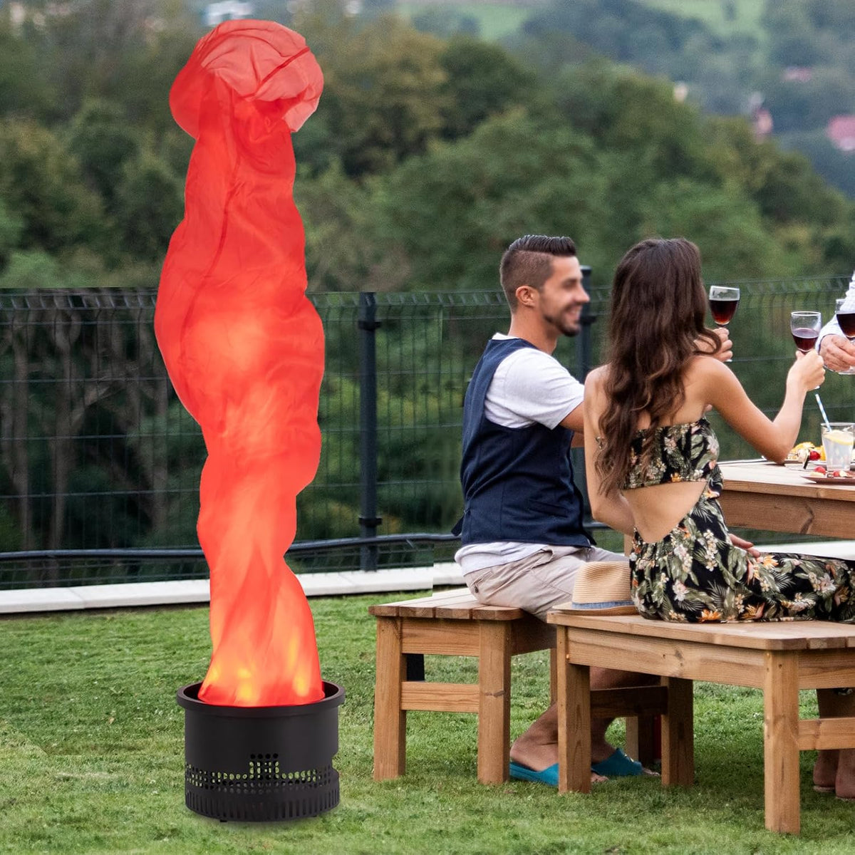 5.91ft Fake Flames Light, LED Flame Lamp Stage Lights Fake Fire Flame with Gauze and A Fan 4500rpm Speed 10 * 3W LED Beads for Campfire Parties, Birthday Parties