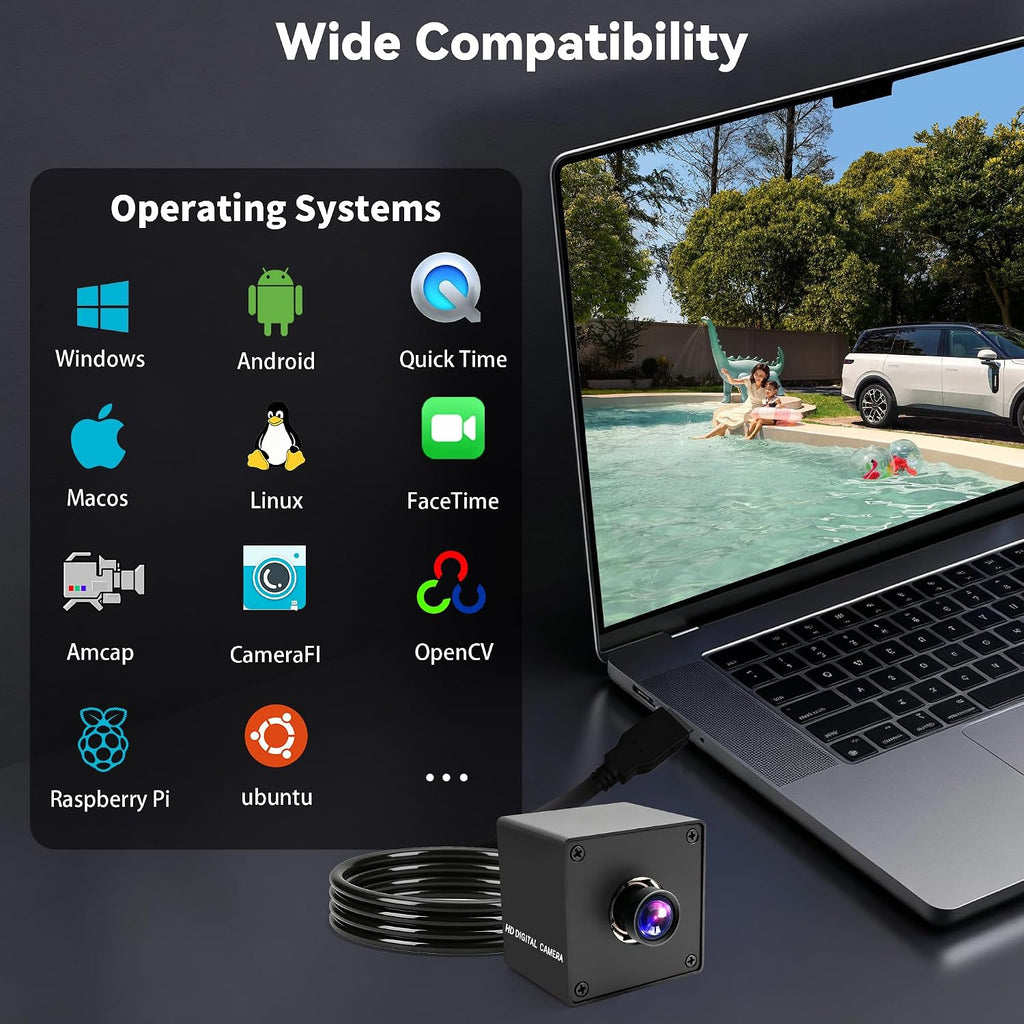 230fps USB Camera, 12MP Webcam with 90 Degree Autofocus Lens
