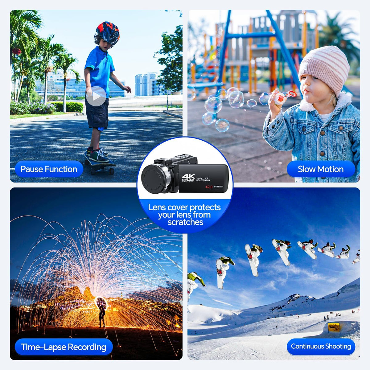 4K Video Camera Camcorder 42MP Vlogging Camera for YouTube with 3â 270Â° Rotation Screen, 18X Digital Zoom Cam Corder, 2 Rechargeable Batteries, 32GB SD Card & Remote Control