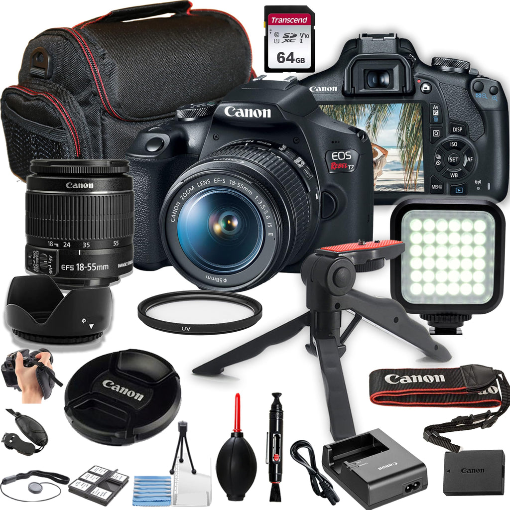 Canon EOS Rebel T7 DSLR Camera with 18-55mm Lens (Black) (Renewed)
