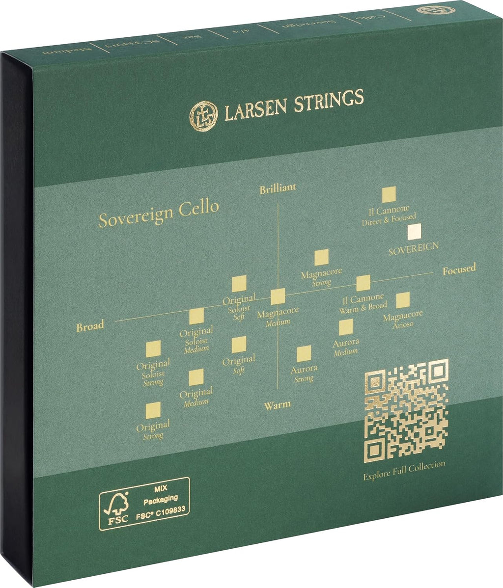 Larsen Sovereign Cello Strings â Professional Set â Medium Tension Cello Strings for Power, Projection and Complete Control